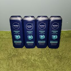4 Nivea Men Fresh Wave 3in1 Body Wash 16.9oz 