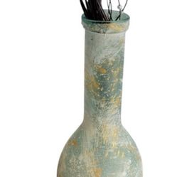 Deco 79 Recycled Glass Handmade Decorative Vase Frosted Spanish Bottle Centerpiece Vase, Flower Vase for Home Decoration 30" x 7" x 7 ", FROSTED