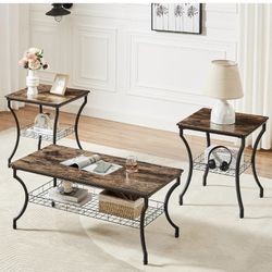 Coffee Table With Two Side Stands 