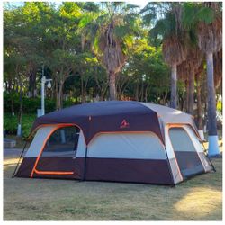 Extra Large Tent 12- Person(Style-B),Family Cabin Tents,2 Rooms,3 Doors and 3 Windows with Mesh,Straight Wall,Waterproof,Double Layer,Big Tent for Out