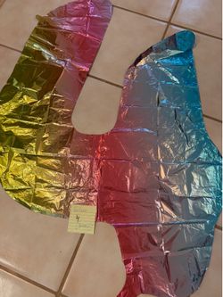 Rainbow 4 Balloon & number 4 candle
