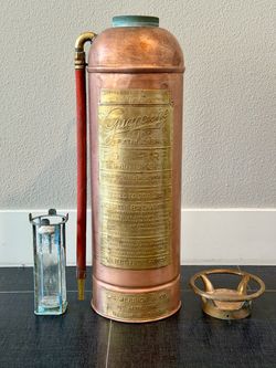Vintage GUARDENE Copper & Brass Fire Extinguisher – Antique – 24”