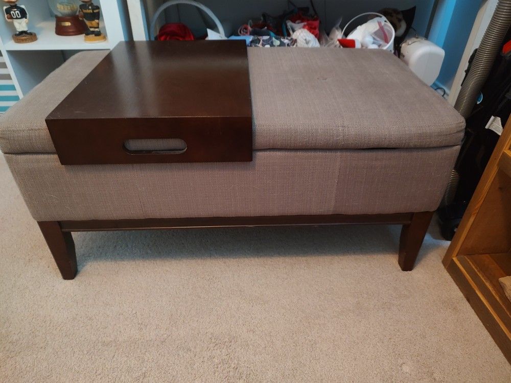 Ottoman With Storage Space And Serving Tray