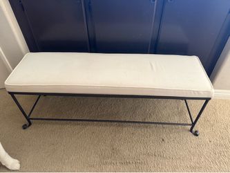 Rod Iron bench with cushion