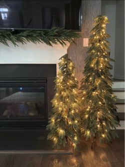 2 Down-Swept Pre-Lit Trees - New - 5.5ft & 4ft