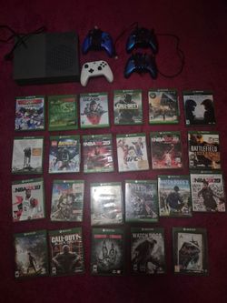 Xbox One S, 4 controllers, & 23 disc games