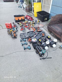 Moving sale today tools and mixed stuffed