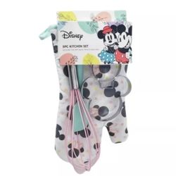 Disney Mickey Mouse & Minnie 5pc Kitchen Easter Spatula-Cookie cutter- Oven Mitt