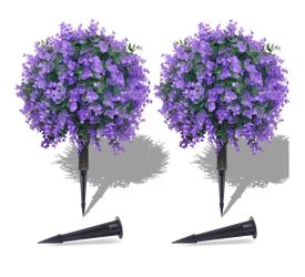 23”  Topiary Trees Artificial Outdoor Boxwood Ball Trees with Lavender Set of 2 22Artificial Faux Plants Realistic Bushes Fake Shrubs Decorations for 