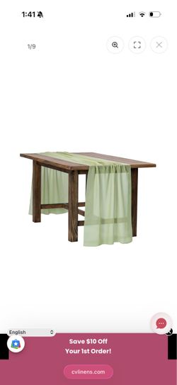 Sage green chiffon table runners (19 count)