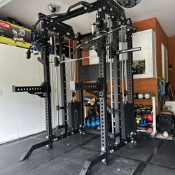 PRO SERIES Ultimate 3-1 Half Rack Functional Trainer w/Smith Machine Bar | 400lb Stack | Gym Equipment | Fitness | Commercial | Squat Rack