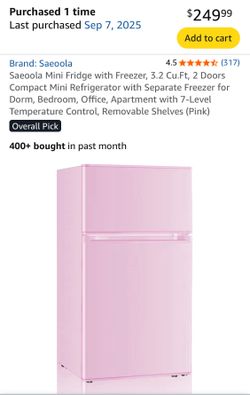 Saeoola Mini Fridge with Freezer, 3.2 Cu.Ft, 2 Doors