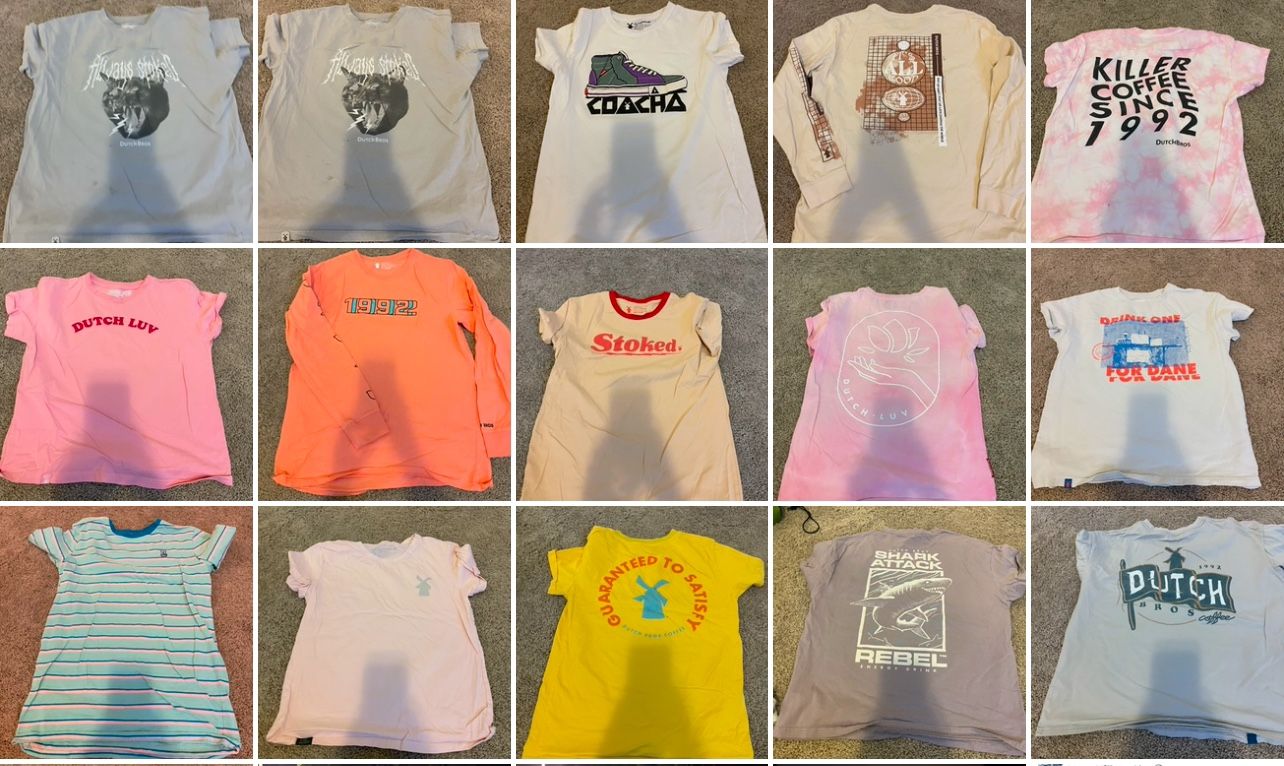 75 Piece Lot Of Dutch Bros Clothes - Open To Offers 
