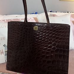 Furla Croc Embossed Leather Tote Bag 