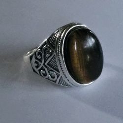 SMOKY TOPAZ TITANIUM FOREVER WEAR SILVER NEW SIZE 11.RING