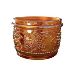 Vintage Marigold Grape & Cable Powder Jar Marigold Carnival Glass