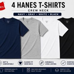 4 Hanes T-shirts 100% Cotton