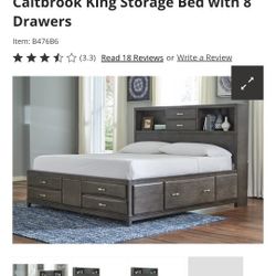  KING STORGE BED W-MATTRESS / 2 CHAISE / 75"TV W-TV STAND