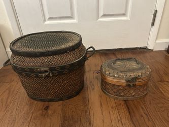 Two Pier 1 Vintage Woven Baskets