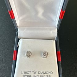 Sterling Silver Diamond Earrings - New Never Worn