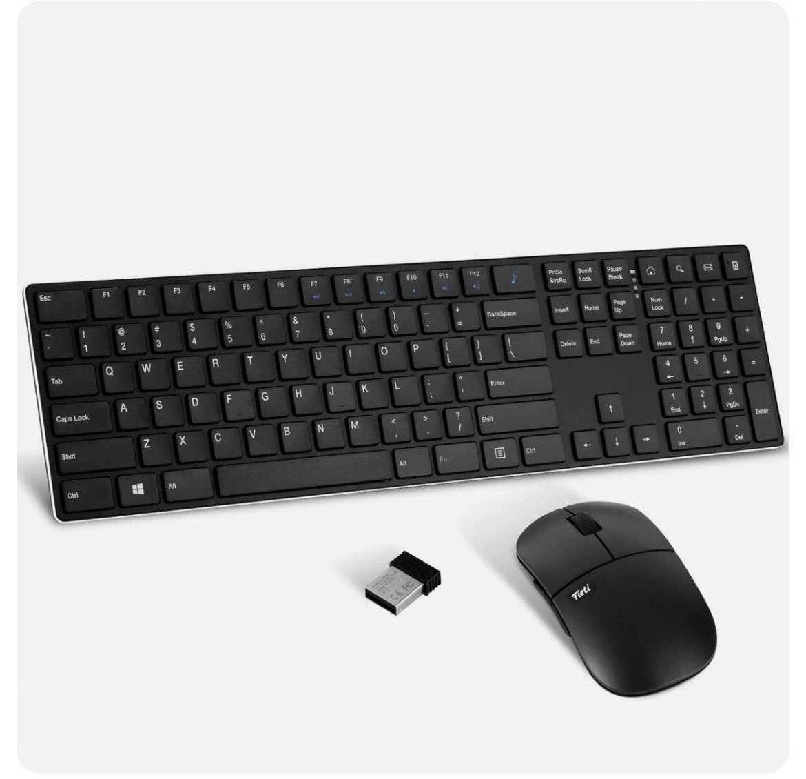 Wireless Keyboard and Mouse Combo, KM01R 2.4G Wireless Rechargeable Keyboard, 4 DPI Adjustable Cordl