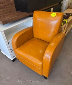 Tan Faux Leather Accent Armchair