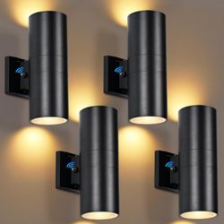 Outdoor Wall Lights 4 Pack, Dusk to Dawn, LED Porch Lights, Up Down Wall Sconce