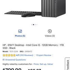 HP - ENVY Desktop - Intel Core i5 - 12GB Memory - 512 SSD - Black