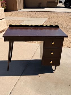 Brown Wood Desk with Three Drawers Size (LxWxH: 21.5” x 41” x 30”)