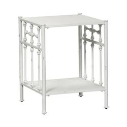 Distressed White Metal Nightstand