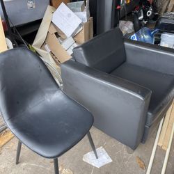 Black Leather Chair And lazy boy