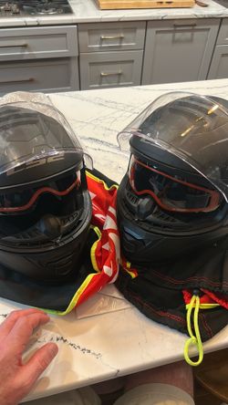 Pair of motorcycle helmets
