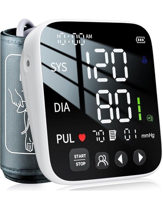 Blood Pressure Monitor for Home Use, Automatic Upper Arm BP Machine - Medical Grade, FDA Cleared, Adjustable Cuff Size, for 2 Users