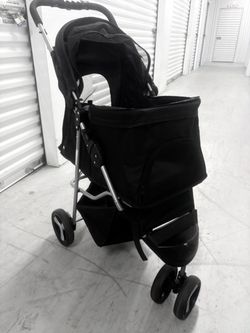 3 Wheeled Foldable Pet Stroller Puppy Stroller with Storage Basket & Cup Holder