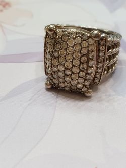 David Yurman Sterling Silver Pave Diamond Ring