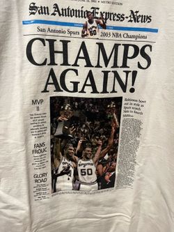 NEW VINTAGE 2003 NBA Champions S.A. Spurs “Champs Again!” T-Shirt