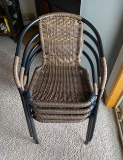 BROWN/  BLACK - indoor outdoor rattan arm chairs patio porch backyard stackable new yard chairs