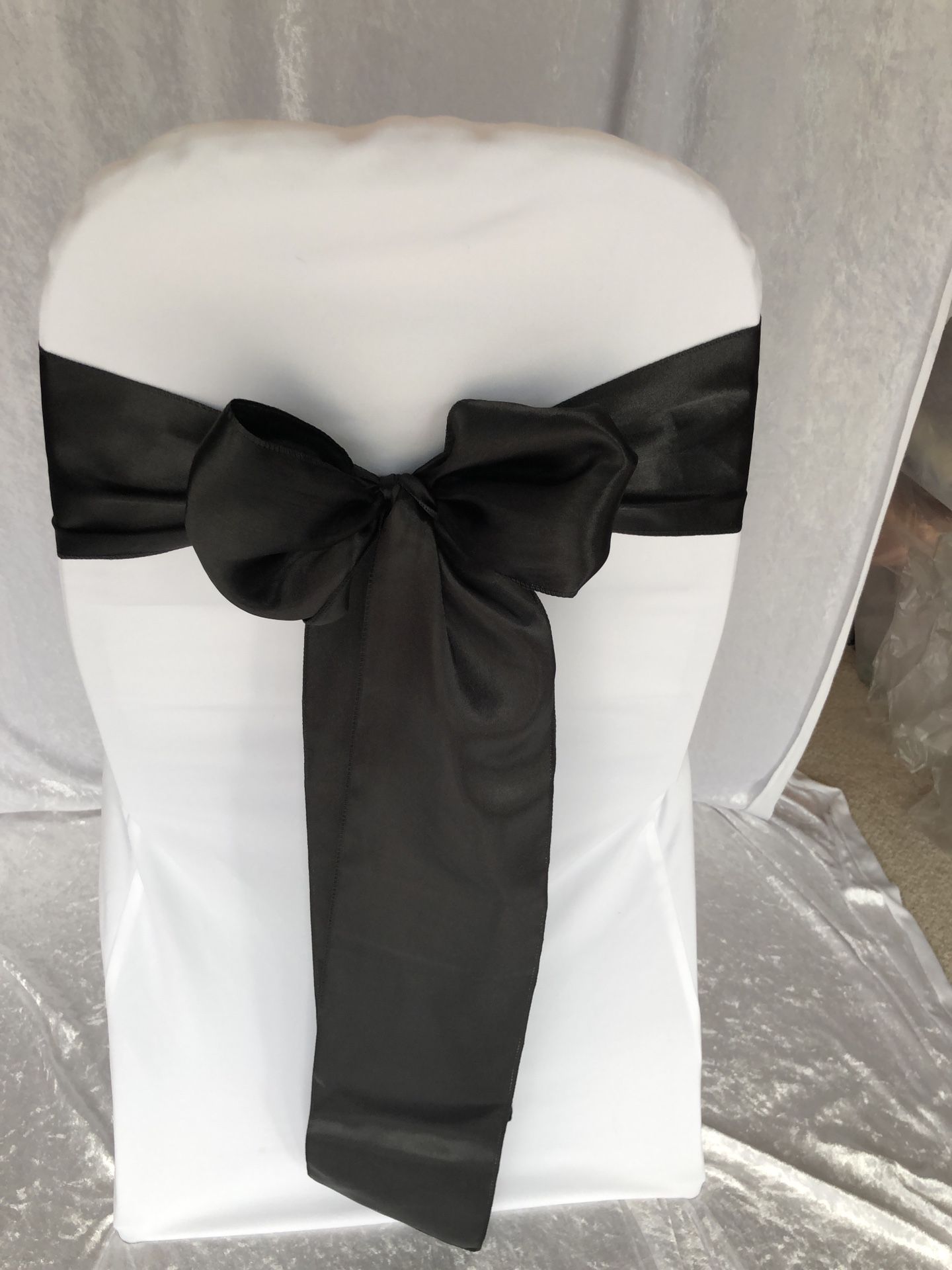 Chair sash satin black wedding decor decorations