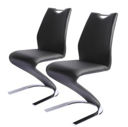 SET OF 2 Appoline 36.6” H Modern Faux Leather ‘Z’ Leg Dining Chairs - brand new