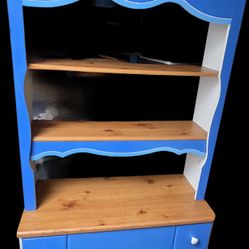 Cute 2 Tone Blue Dresser With Shelves