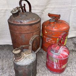 Various metal safety cans gasoline fuel chemical