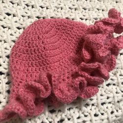 Crochet Ruffle Beanie ( 100 % Cotton . ) 