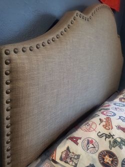 Queen upholstered headboard and bed frame