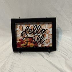 Hello Fall Leaf Shadow Box Decoration Decor 