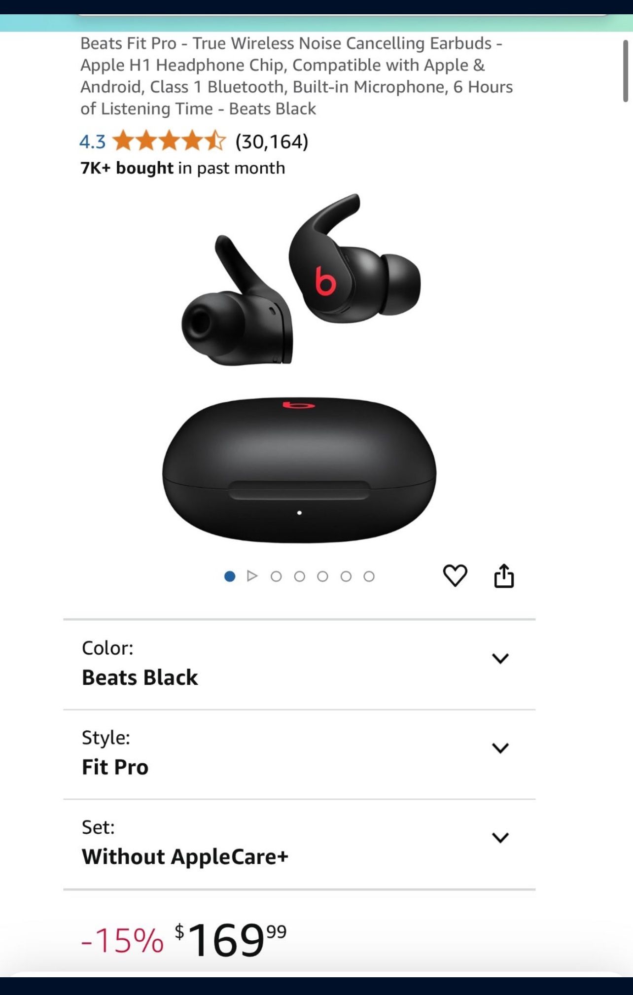 Beats Fit Pro - True Wireless Noise Cancelling Earbuds - Apple H1 Headphone Chip, Compatible with Apple & Android, Class 1 Bluetooth, Built-in Microph
