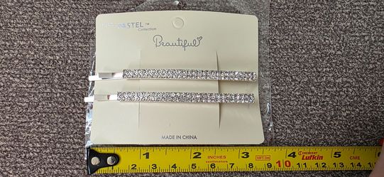 2 new rhinestone hair barrettes pins clips