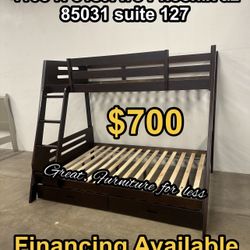 Bunk Bed Twin Over Full Cherry Wood With Drawers Brand New