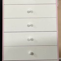 5 Drawer White Pink Liner 