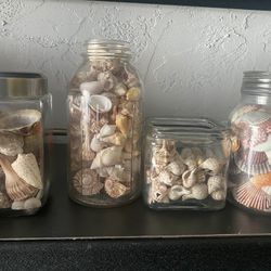 5 Large Glass Jars With Sea She’ll Collection 