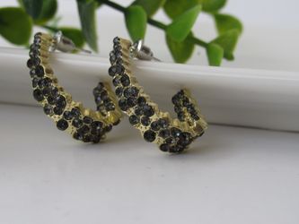 Korean Retro Baroque Round Rhinestone Silver Needle Crystal Hoop Earrings